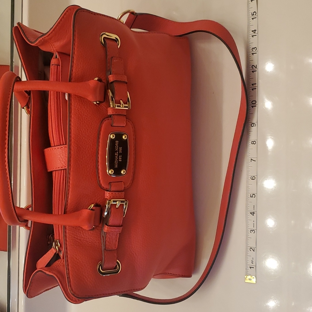 Michael Kors Soft Leather Bag Red with Gold Chain design